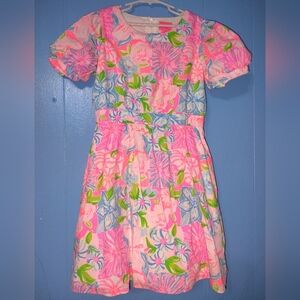 Lilly Pulitzer Girls Floral Puff Sleeve Dress